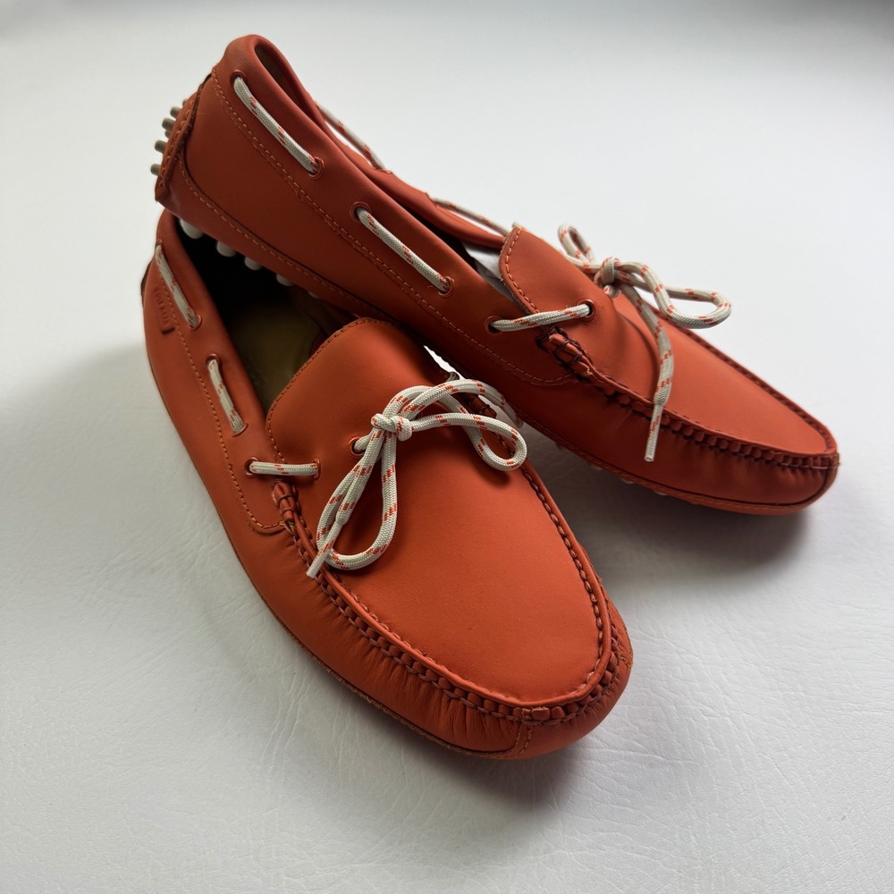 Cole Haan Grant Driver Orange Leather Loafers Mens 10 C14471 Driving Shoes